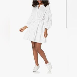ASTR THE LABEL Ruched Shirtdress WHITE S